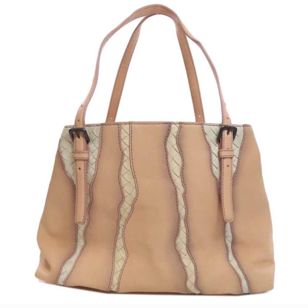 Authentic Bottega Veneta Pink and Cream Intrecciato Tote Bag - Picture 2 of 13